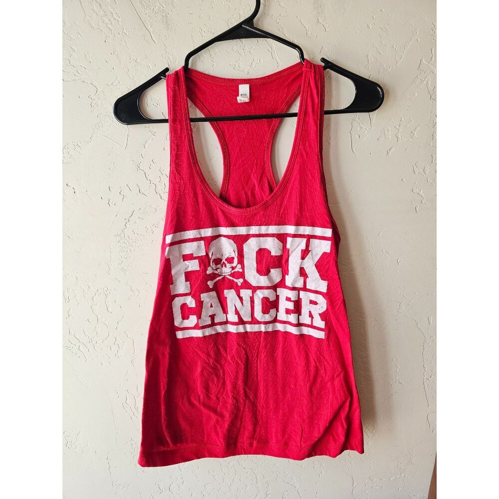 Fck Cancer Red Racerback Tank Top Size M By Next Level Ideal Tee